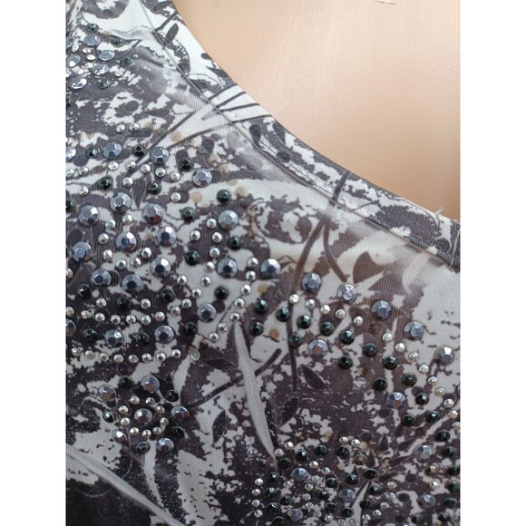 World Unity Womens Sz L Short Sleeves Boho Lace Asymmetric Hem Studs - Picture 4 of 10